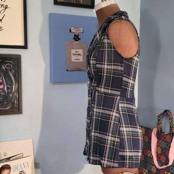 Francesca's Janis Sleeveless Plaid Utility Romper - Picture 9 of 14